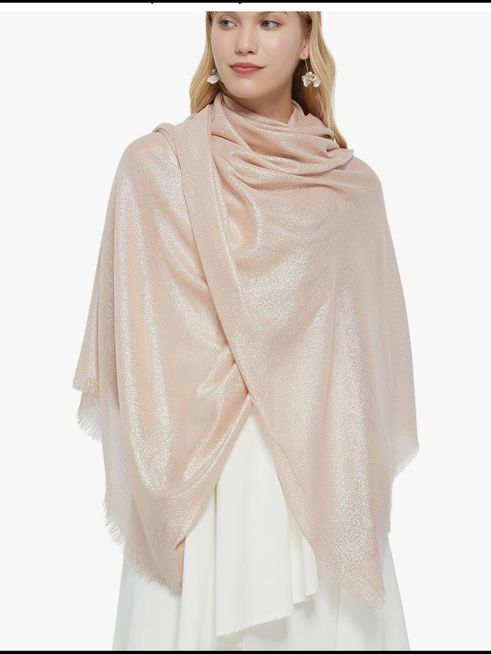 PANTONIGHT Women's Sparkling Metallic Evening Shawl
